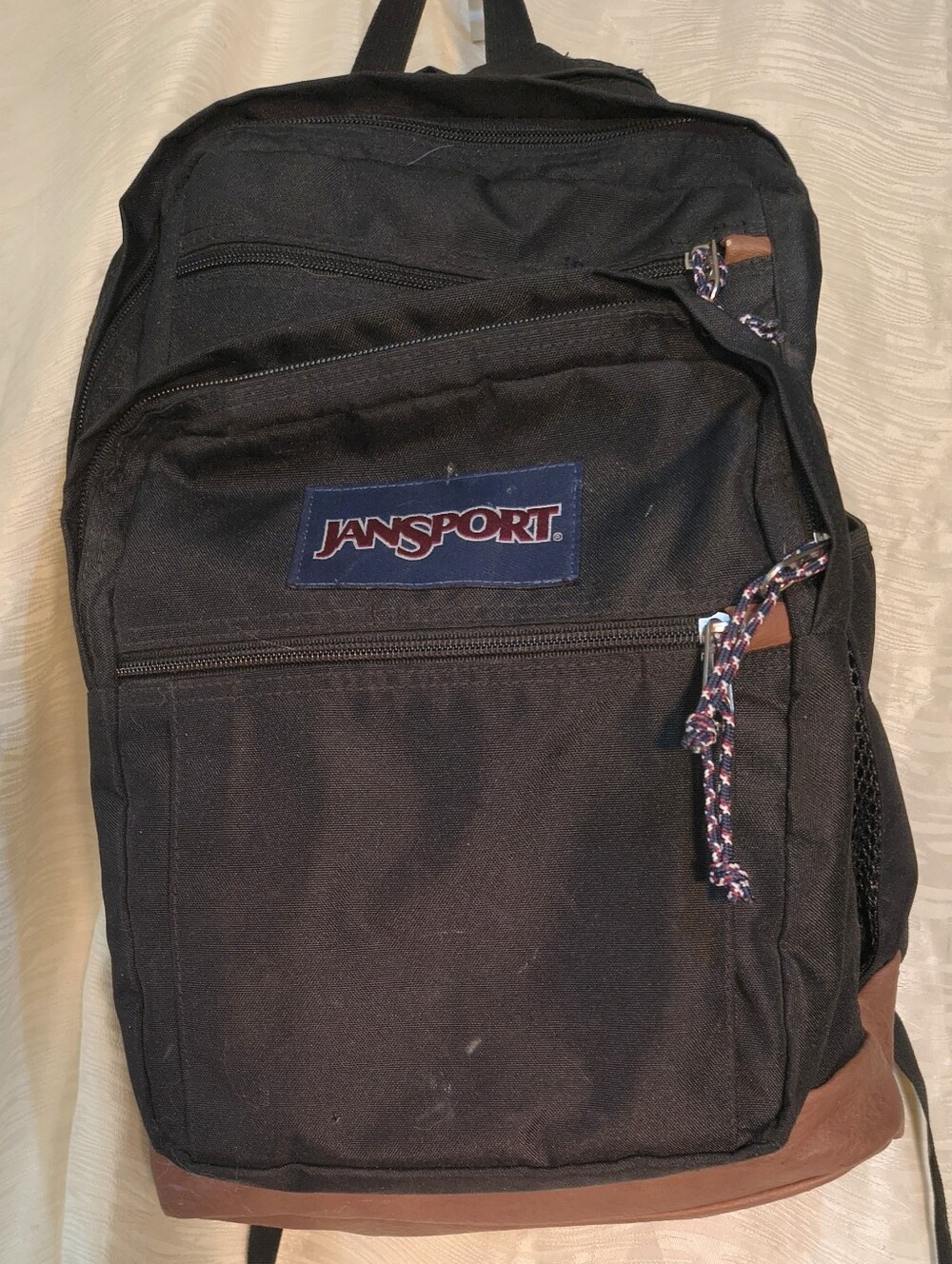 Jansport, Cool Student, Lrg. Black Backpack, Brown Base Excellent Vintage Cond.